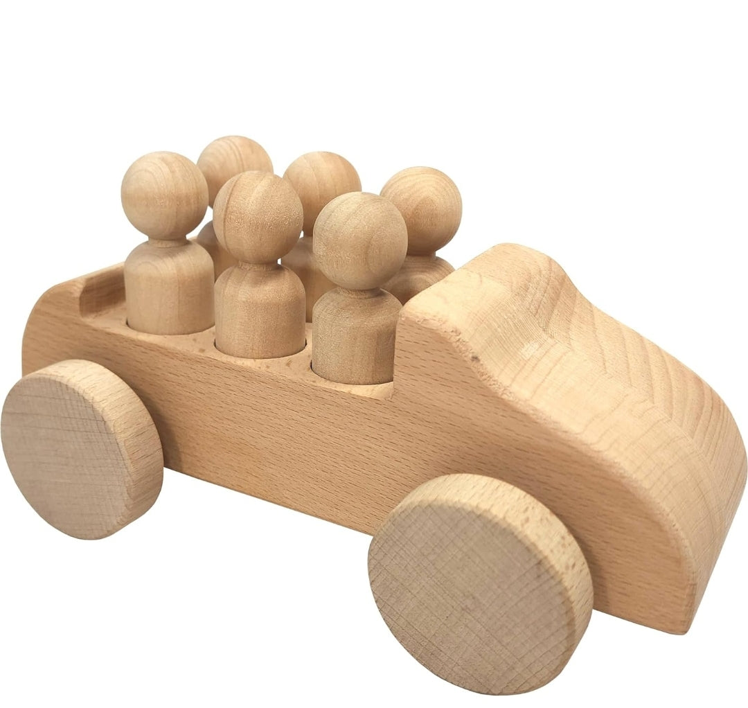 Wooden Car and People Toy Set