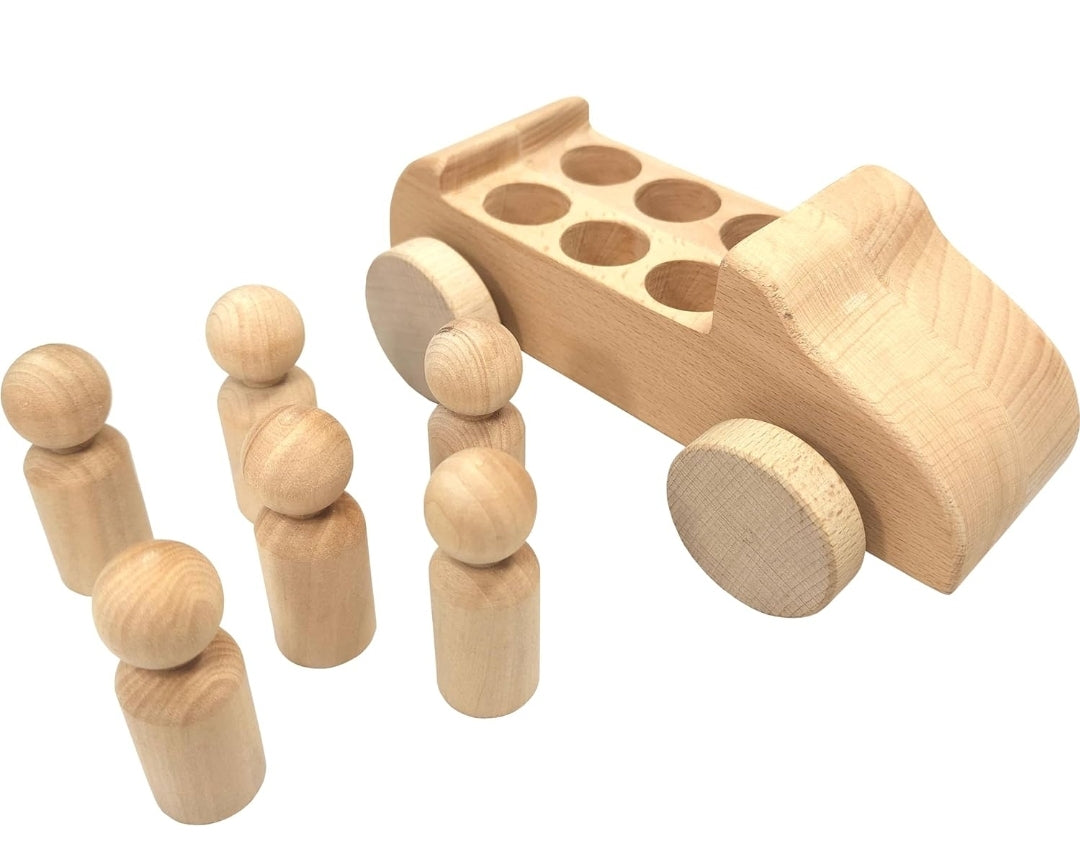 Wooden Car and People Toy Set