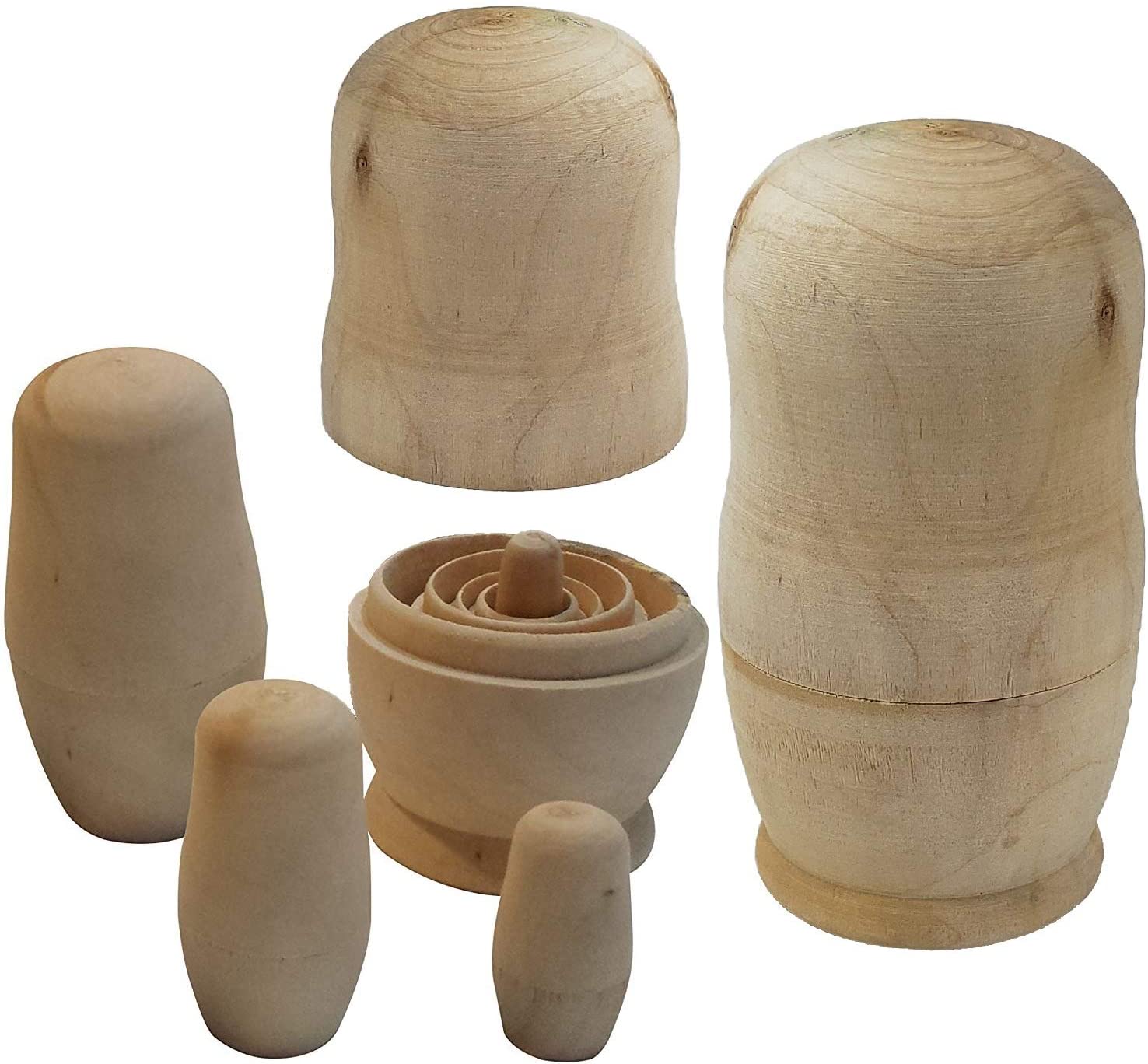 2-Pack Solid Wood Blank Nesting Doll 5pc Set