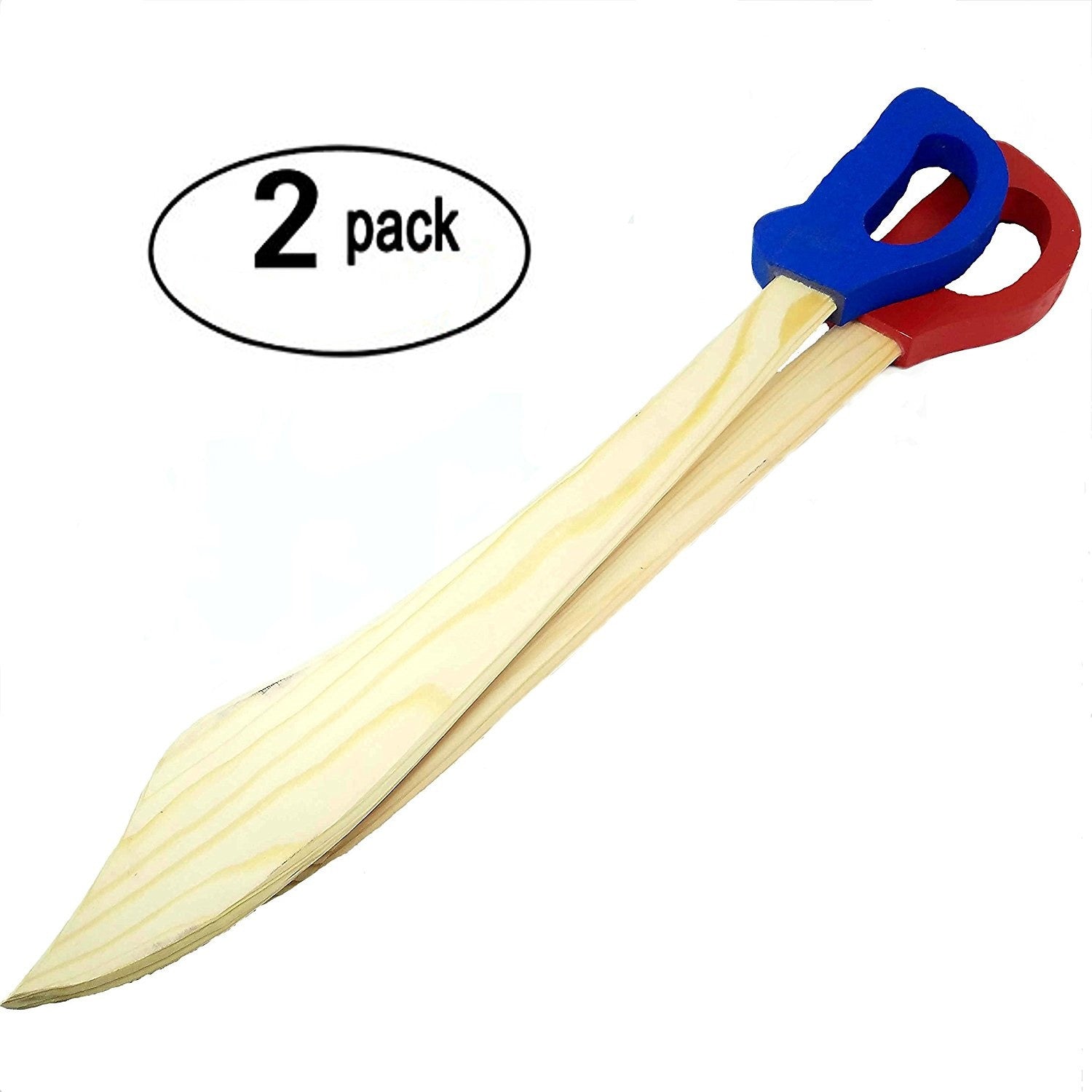 Solid Colored Handle (With Guard) Wooden Toy Sword 2-Pack