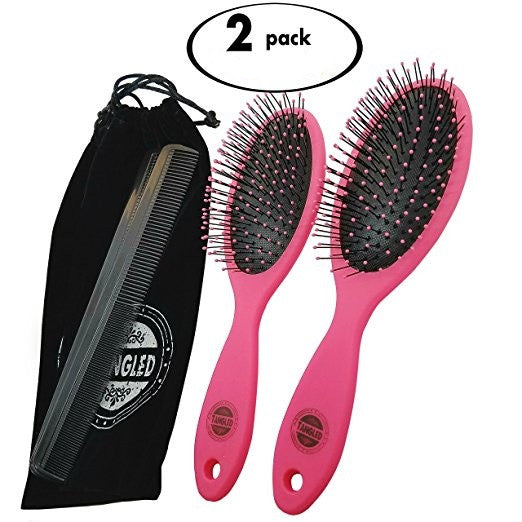 Detangling Hair Brush Set With Comb And Microfiber Bag