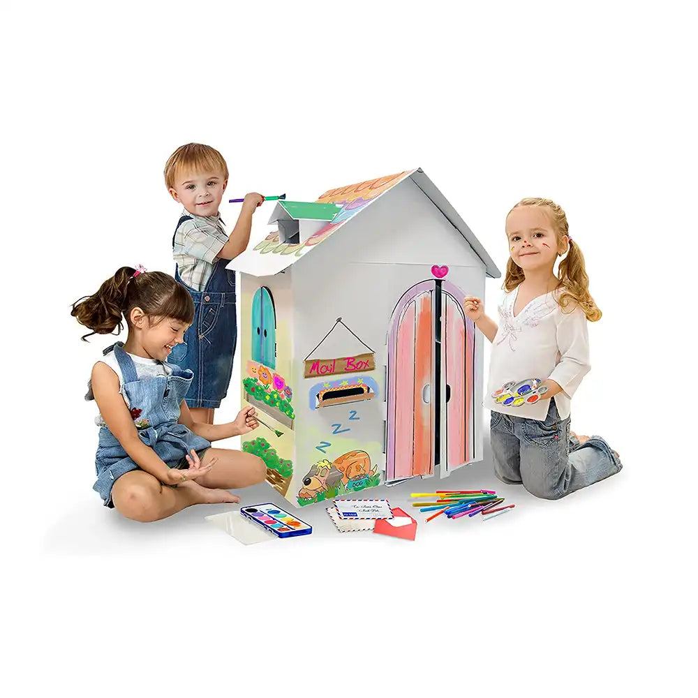 Cardboard Blank Playhouse - Color, Draw, and Customize