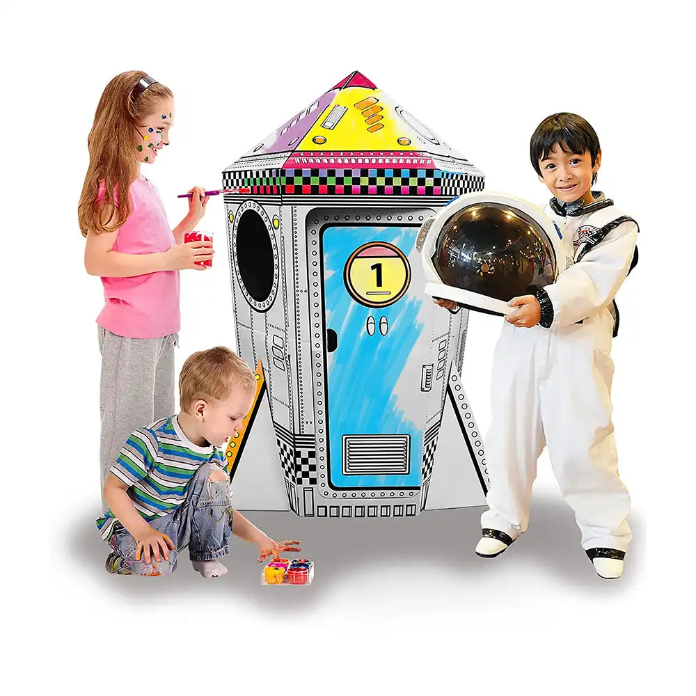Cardboard Rocket Playhouse - Color, Draw, and Customize